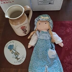 Blue and White Rag Doll with Braided Hair